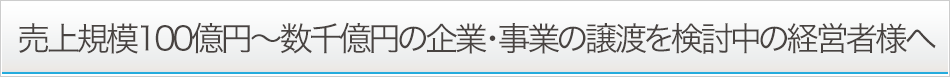 売上規模100億円~数千億円の企業・事業の譲渡を検討中の経営者様へ