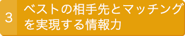 ベストの相手先とのマッチングを実現する情報力